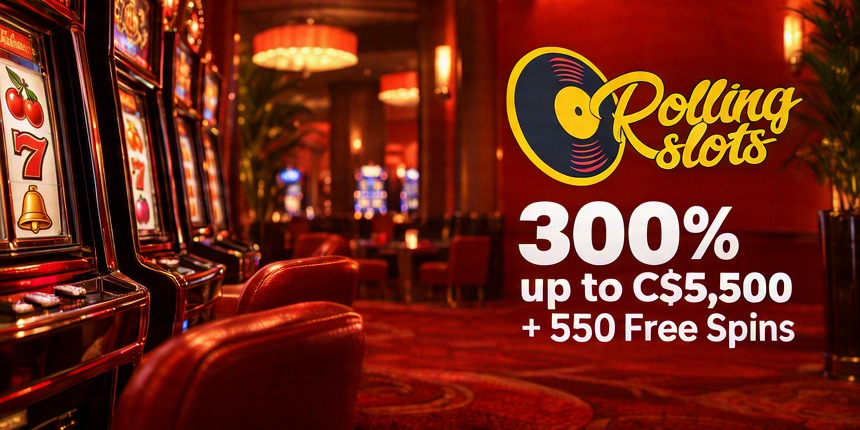 Slots Rolling Slots 300% up to C$5,500 + 550 Free Spins